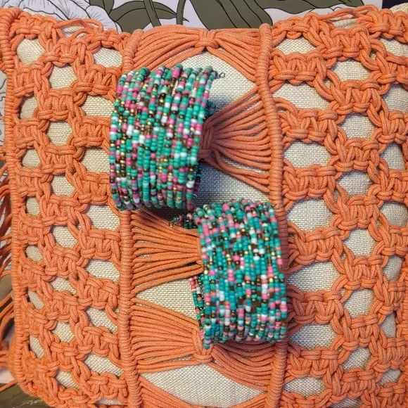 Set Of Tropical Seed Bead Cuff Bracelets - Picture 5 of 5